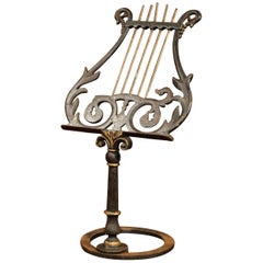 Early 19th Century French Iron Lyre Bookstand on Rotating Stand