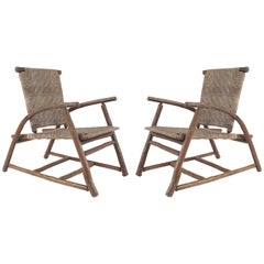 Set of 4 Old Hickory Woven Arm Chairs