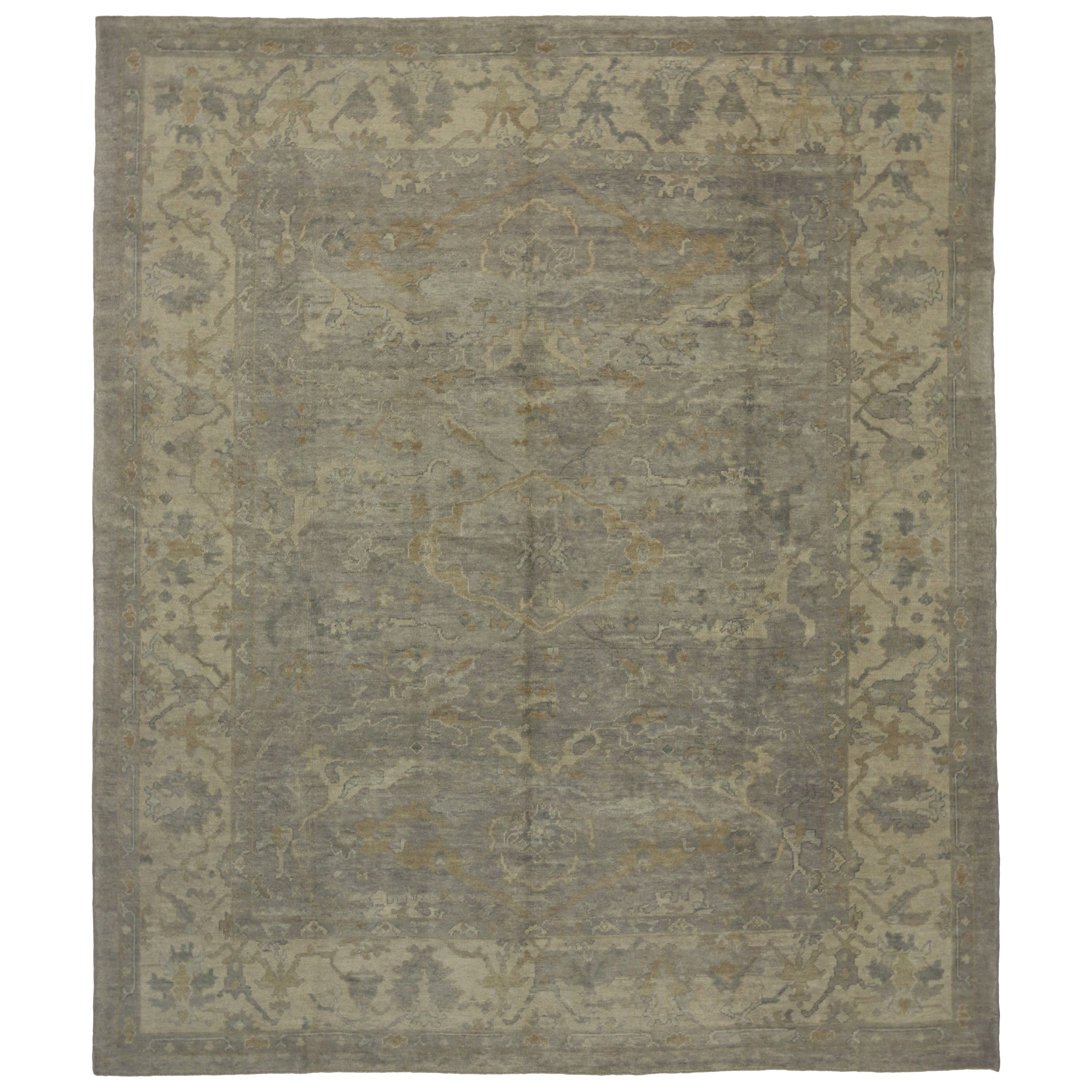 Modern Oushak Style Rug with Bright Colors, Contemporary Oushak Rug at