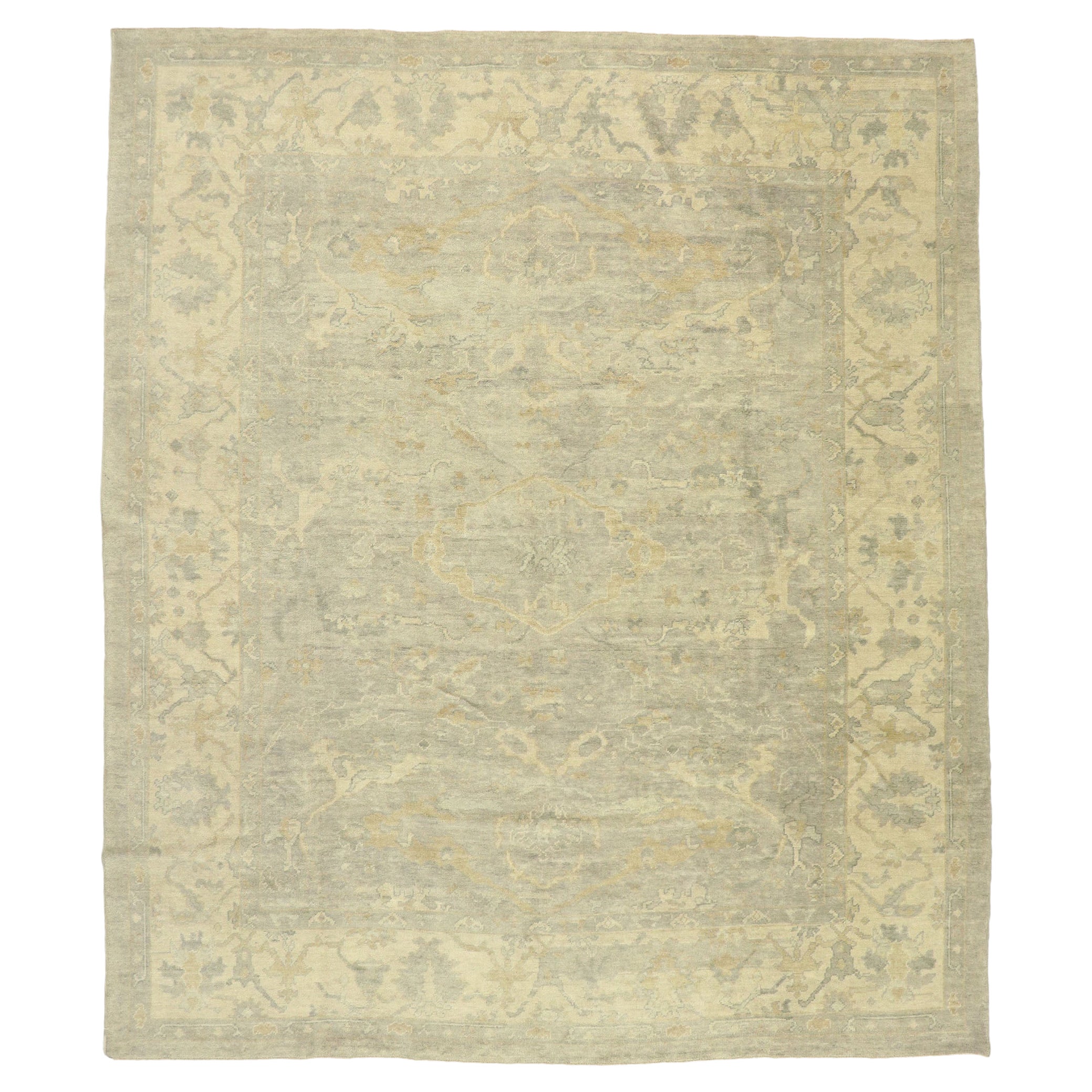 New Contemporary Turkish Oushak Rug with Transitional Style  For Sale