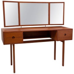 Fully Restored 1950s Danish Teak Vanity by Kai Kristiansen for Aksel Kjersgaard