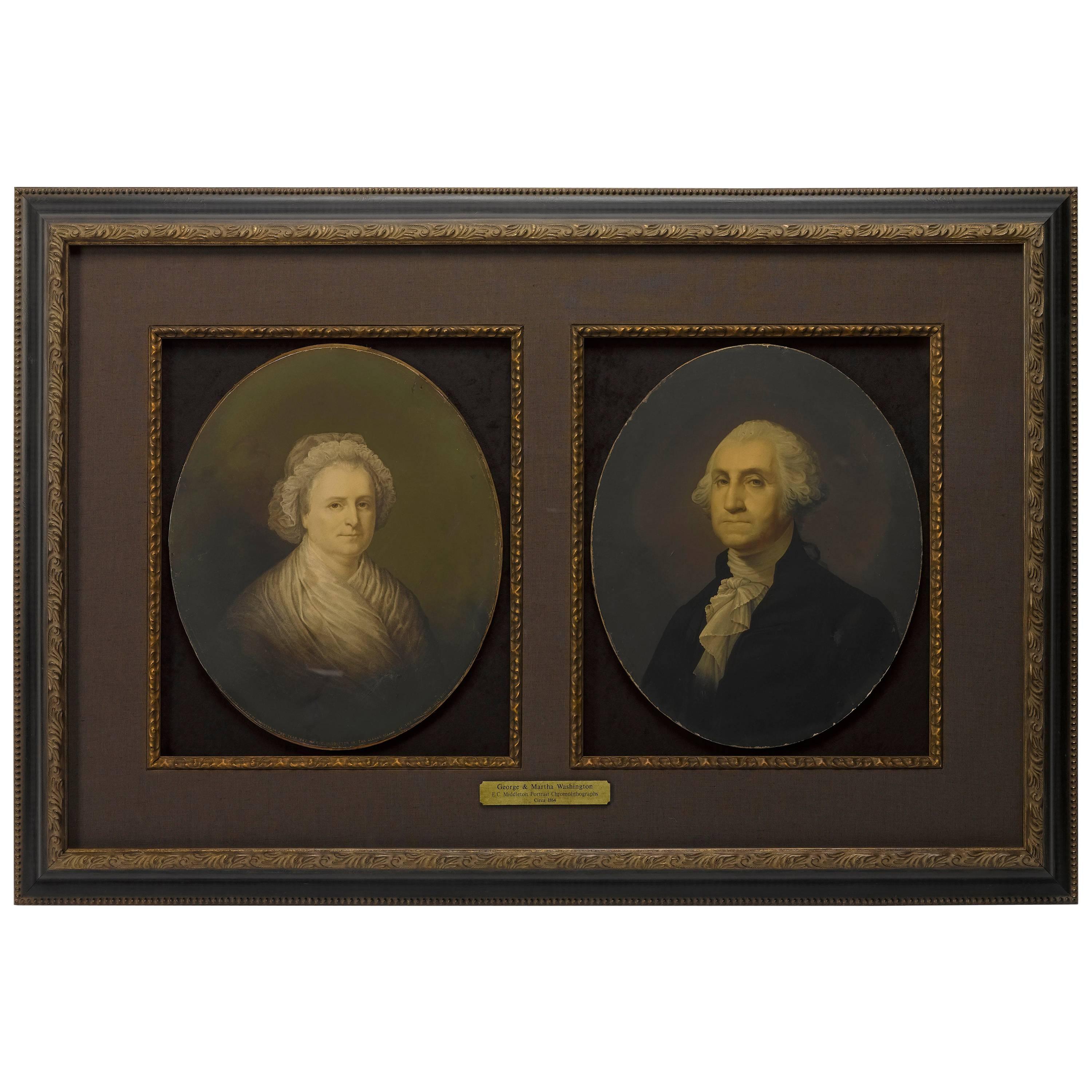 George and Martha Washington Chromolithograph Portraits by E.C. Middleton