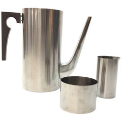 Arne Jacobsen for Stelton Stainless Steel "Cylinda" Coffee Set