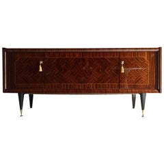 French Art Deco Sideboard Buffet Credenza Macassar Ebony Large, 1940s