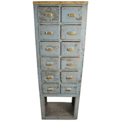 Tall Industrial Blue English Workshop Drawers