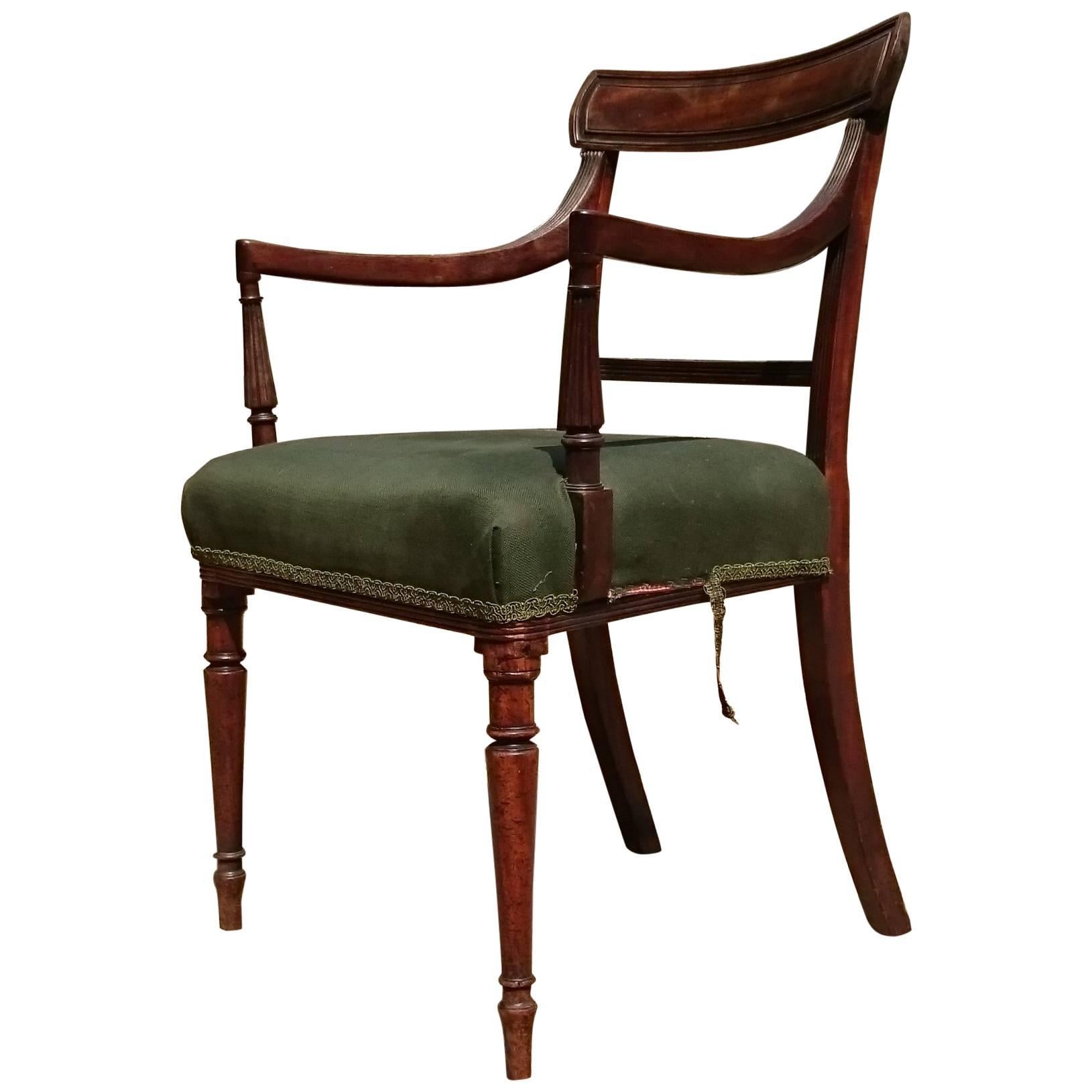 Early 19th Century Mahogany George III Period Antique Armchair or Desk Chair