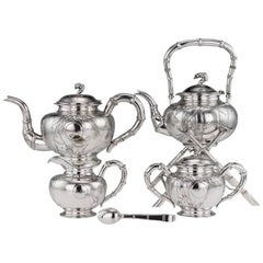 Antique Chinese Solid Silver Large Five-Piece Tea Service, circa 1910