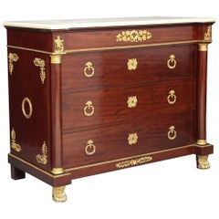19th Century Mahogany Marble-Top Commode