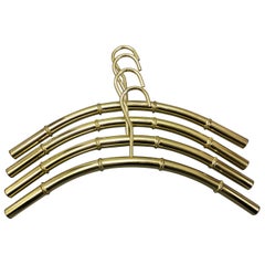Set of Four Brass Faux Bamboo Coat Hangers