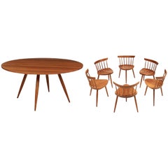 Magnificent Early Set of Round Table with Mira Chairs by George Nakshima