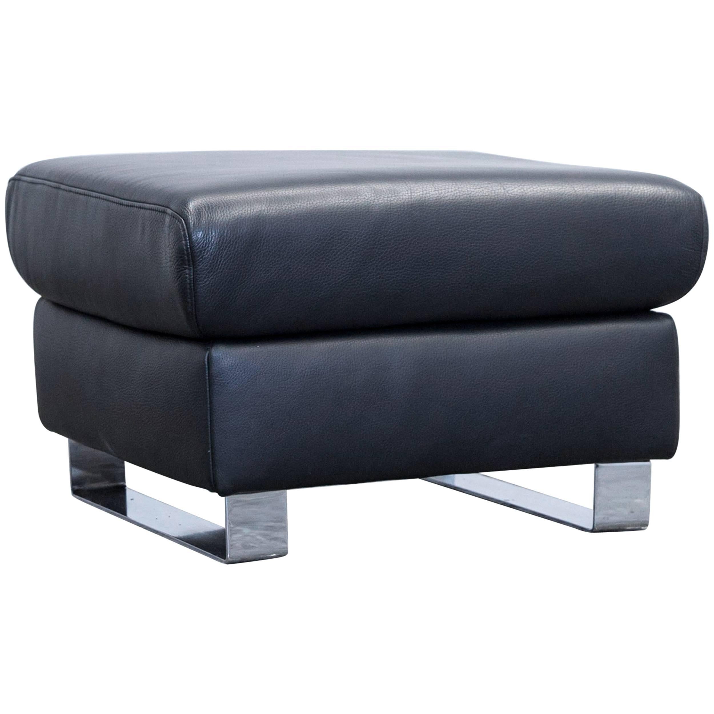 Ewald Schillig Harry Designer Footstool Leather Black One-Seat Function Couch