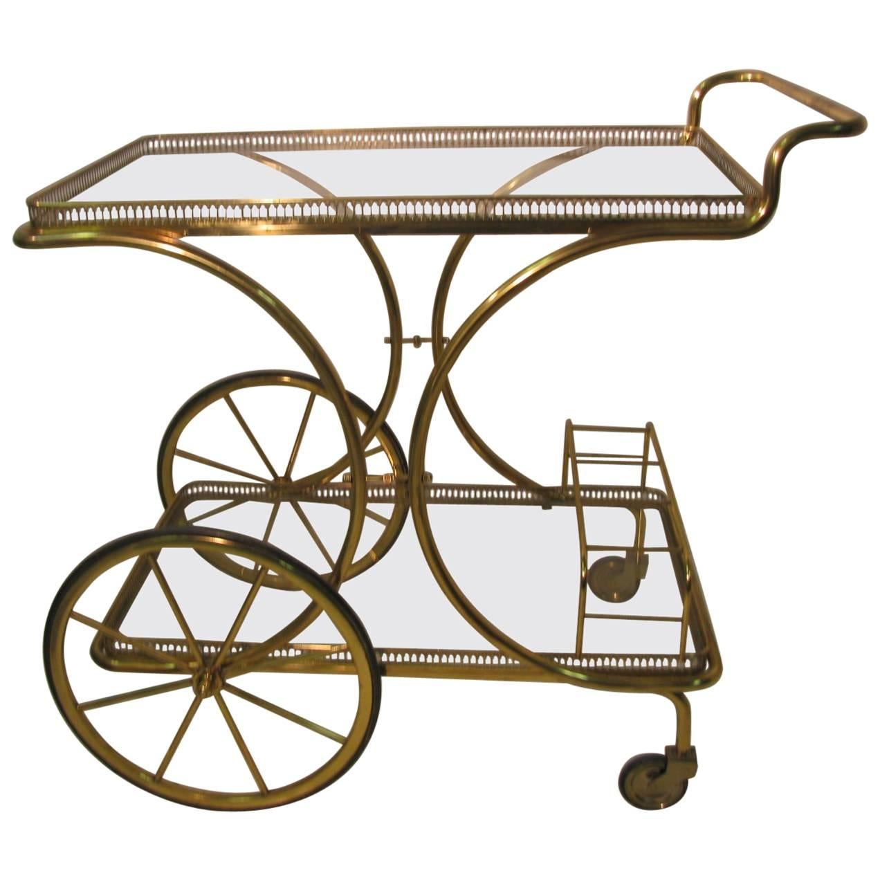 Midcentury Classic Pierced Brass Bar Cart