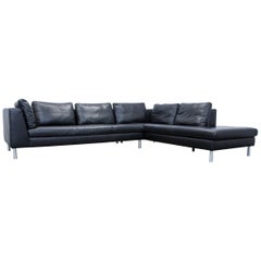 Ewald Schillig Designer Corner Sofa Leather Black Couch Modern