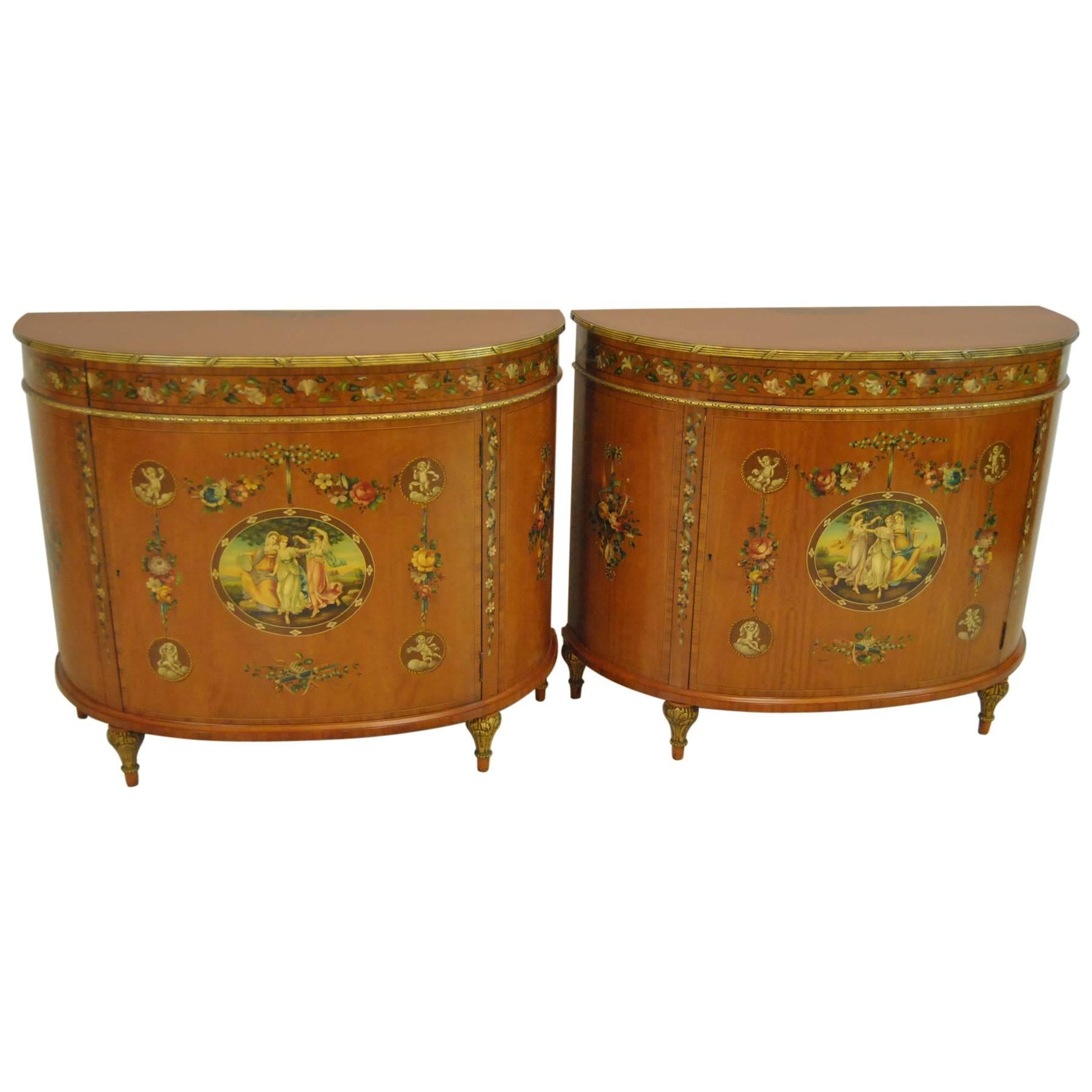Pair of French Adam Style Commodes by Irwin Furniture Dated 1937