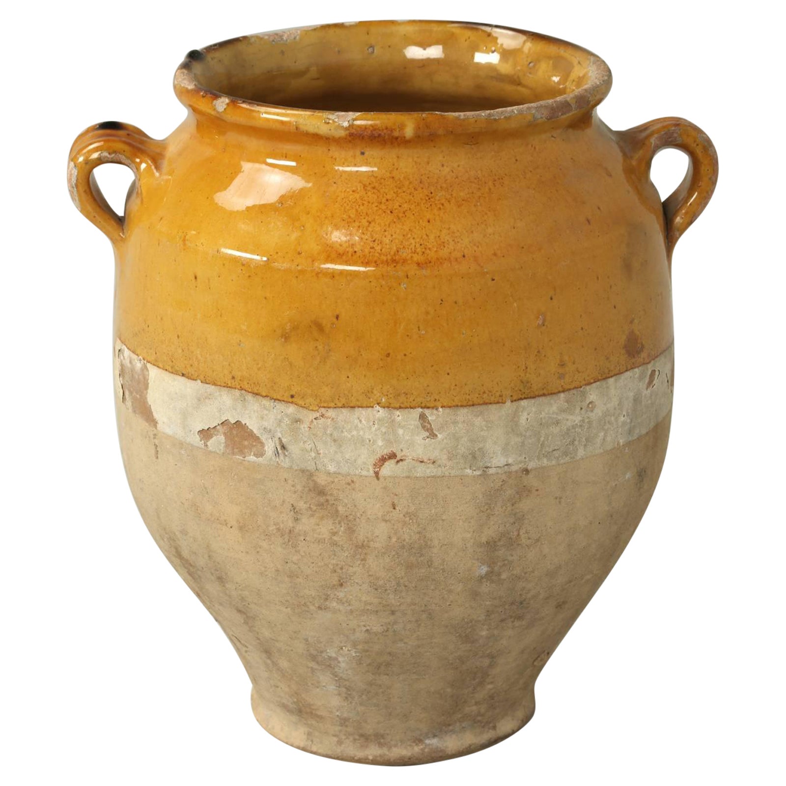 Antique French Confit Pot Hand-Thrown in the Classic Mustard Glaze No Repairs For Sale