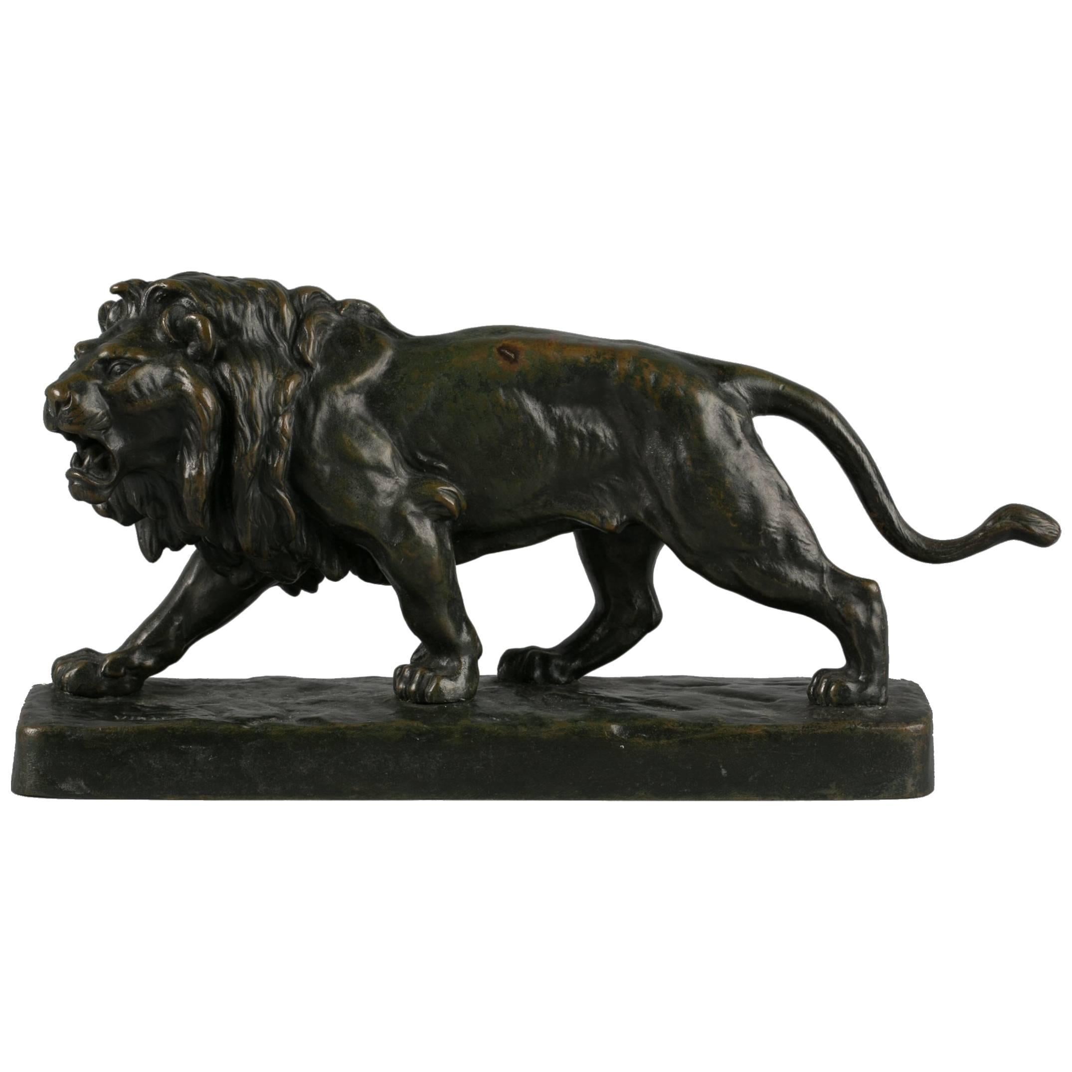 French Bronze Figure of a Striding Lion, circa 1860