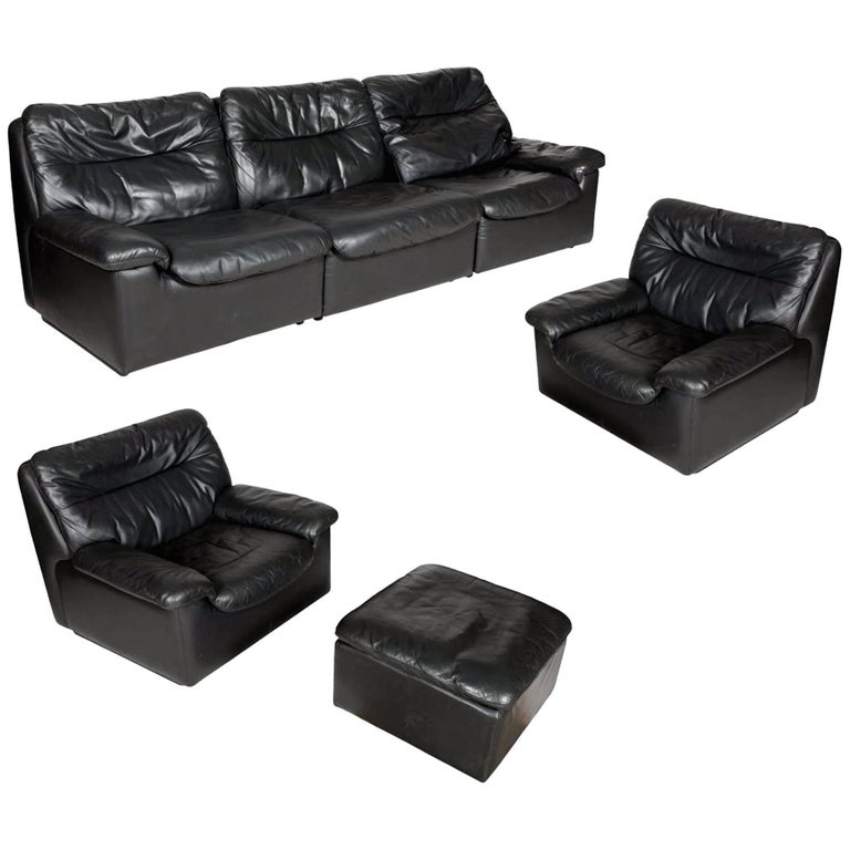 Vintage Leather Sofa Lounge Chair, Leather Sofa And Chair With Ottoman