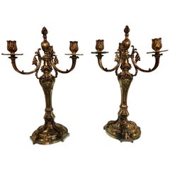 Pair of Large French Antique Christofle Stamped and Numbered Candelabras