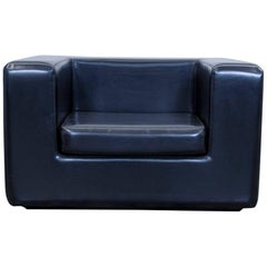 Zanotta Throw-Away Club Chair Black Faux Leather One Seat Vintage Retro