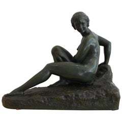  Bronze Sculpture of a Reclining Female Nude 