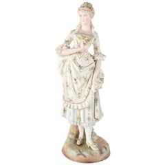 Antique Large English Hand-Painted & Gilt Bisque Porcelain Figure, 19th Century