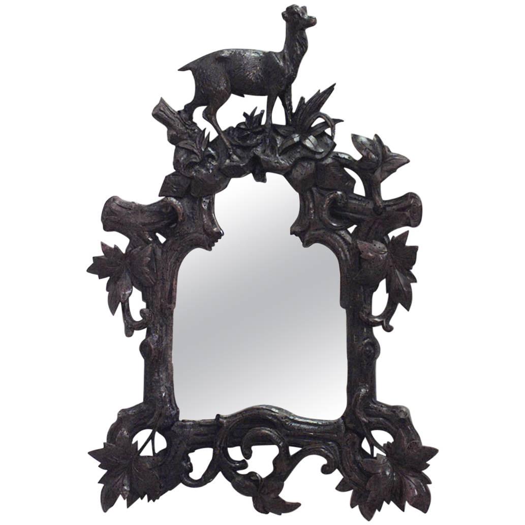 Rustic Black Forest ‘19th Century’ Walnut Wall Mirror