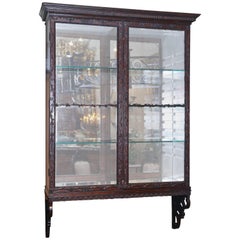 19th Century English Chippendale Style Mahogany Wall Hanging Display Cabinet