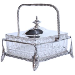 Silver Plated Sardine Dish with Crystal Dish