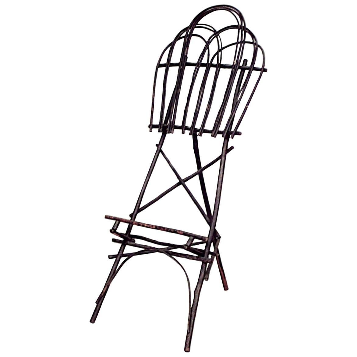 Rustic Adirondack Style Twig Hoop Shaped Easel Stand, 19th-20th Century