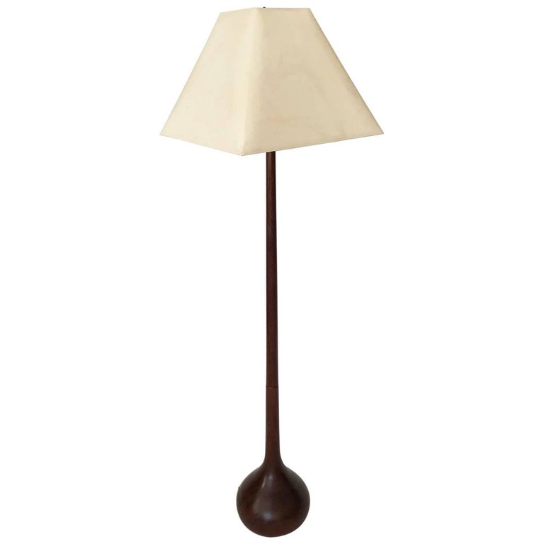 Midcentury Solid Teak Teardrop Danish Floor Lamp at 1stDibs