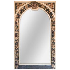 Antique Italian Carved and Polychromed Mirror, circa 1890