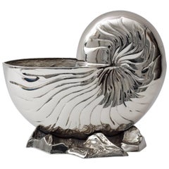 Nickel-Plated Nautilus Form Cache Pot