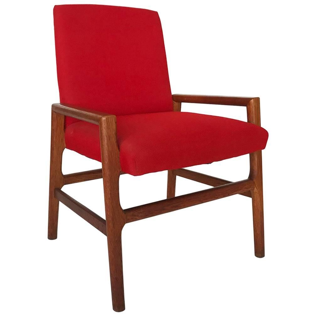 Scandinavian Midcentury Red Fumed Oak Armchair
