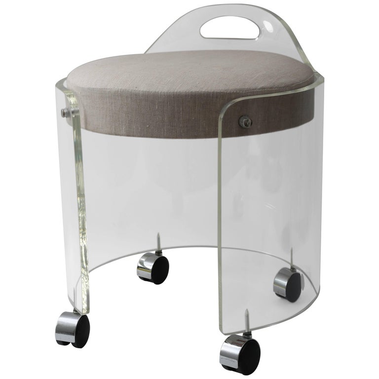 Round Lucite Vanity Stool on Casters For Sale at 1stDibs vanity stool
