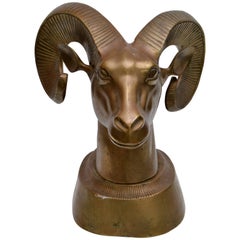 Solid Bronze Ram's Head Table Top Sculpture