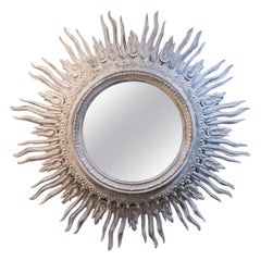 Painted Carved Wood Sunburst Mirror