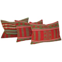 Three 19th Century Wool Horse Blanket Pillows