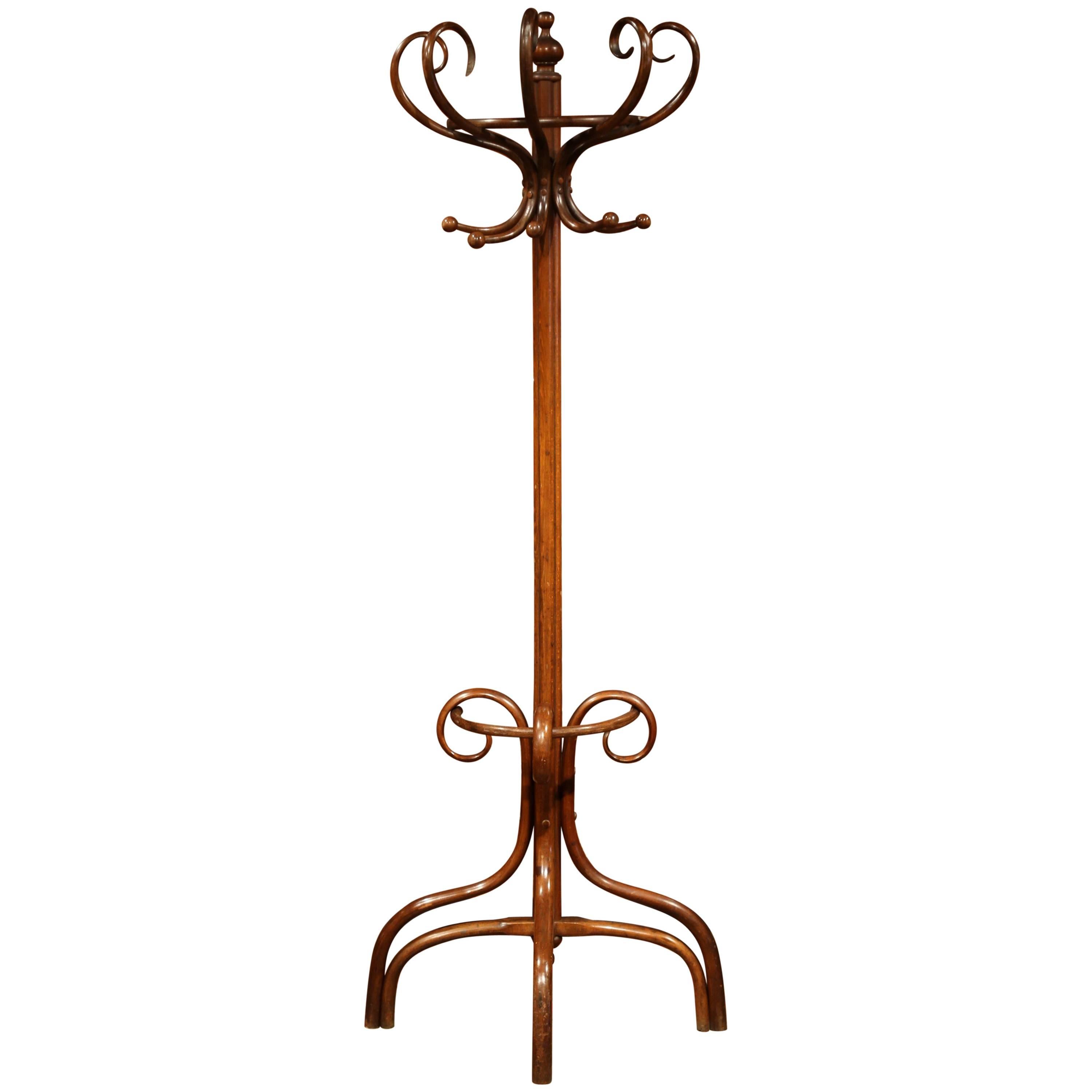 Early 20th Century French Bentwood Hall Tree with Ten Hooks Thonet Style