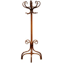 Antique Early 20th Century French Bentwood Hall Tree with Ten Hooks Thonet Style