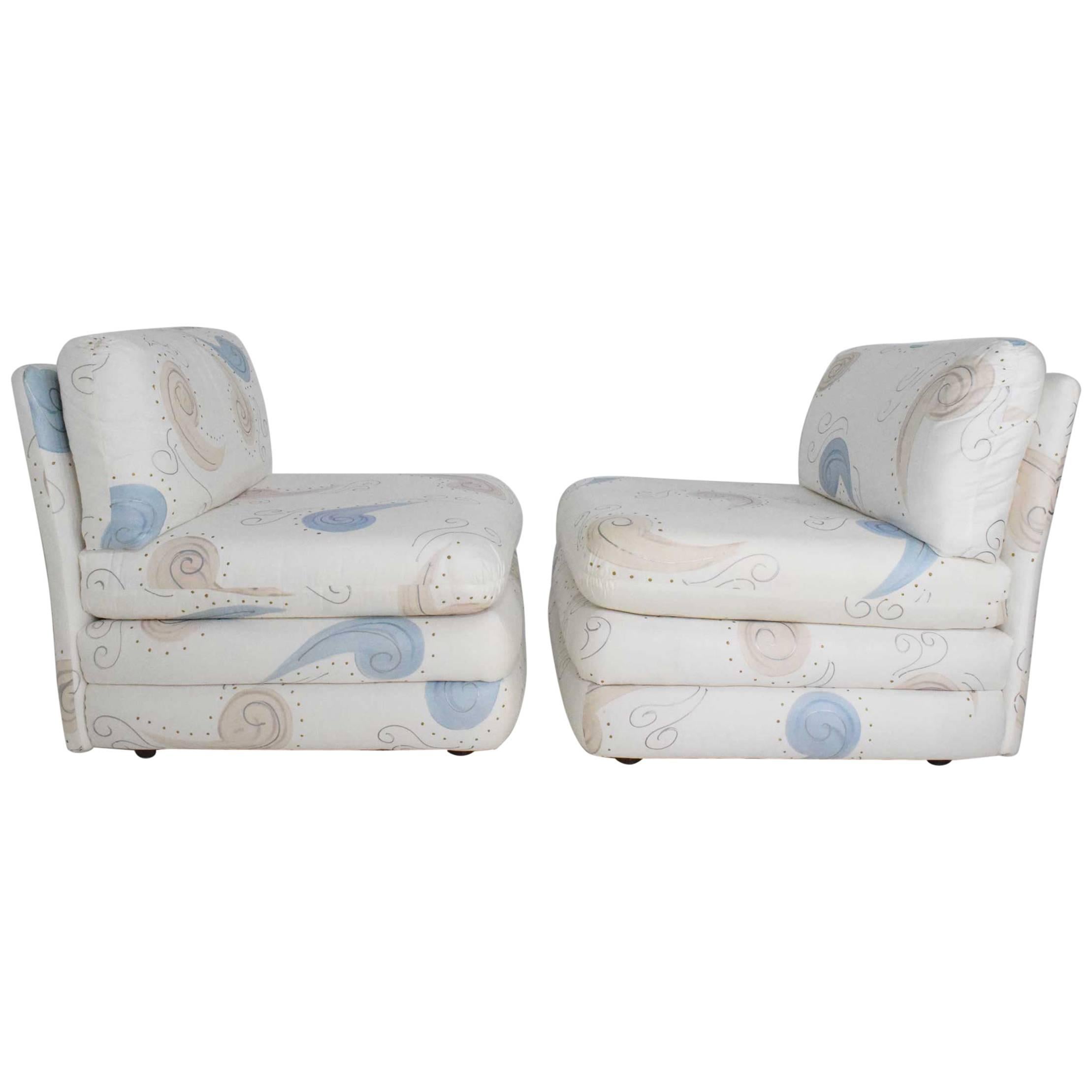 Pair of Milo Baughman Style Slipper Chairs