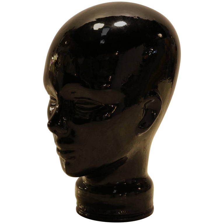 Black Glass Sculpture of Woman's Head at 1stDibs black glass head