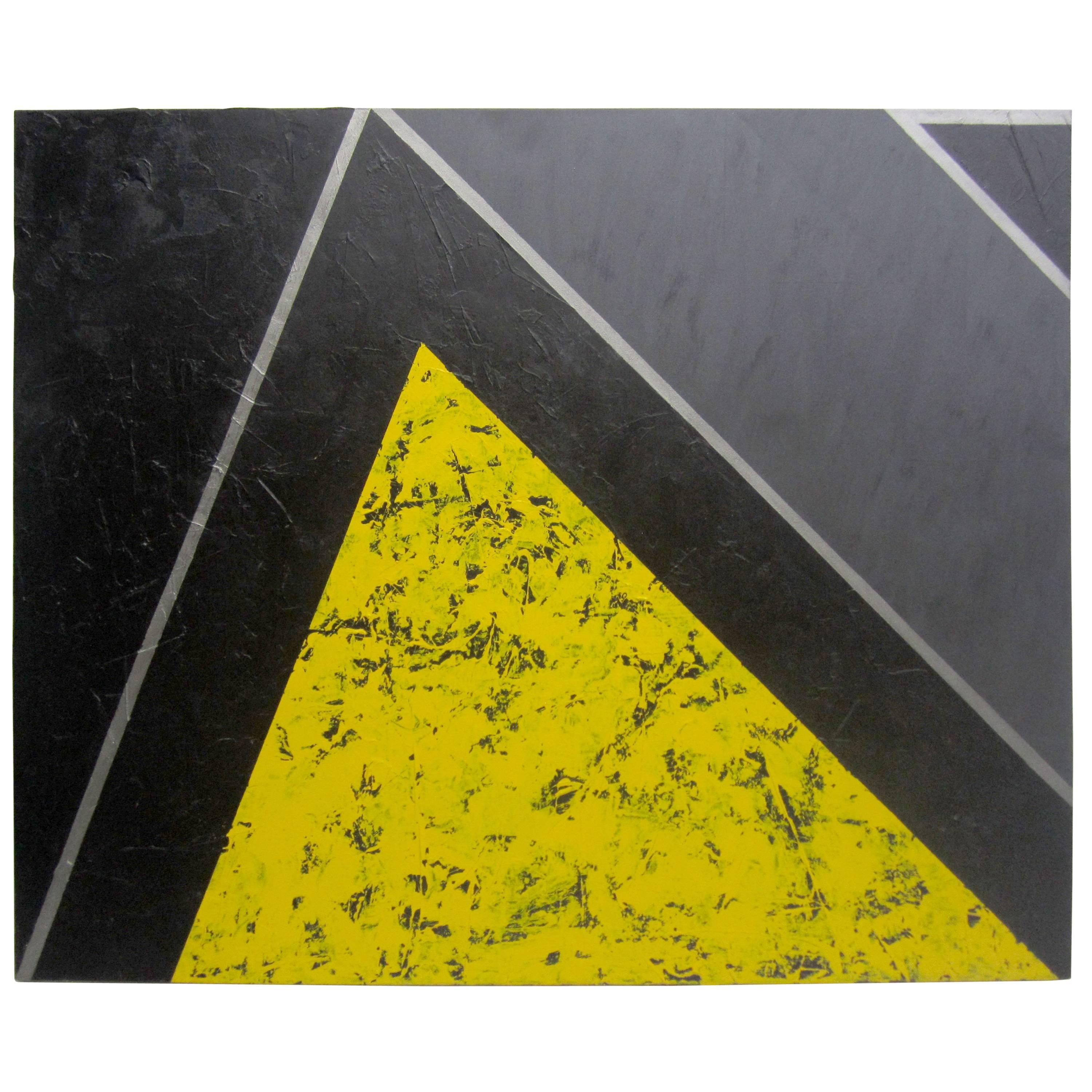Yellow, Black and Silver Painting "The Mountain" by Gerald Campbell For Sale