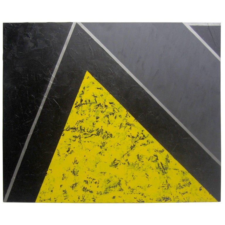 Yellow, Black and Silver Painting "The Mountain" by Gerald Campbell For