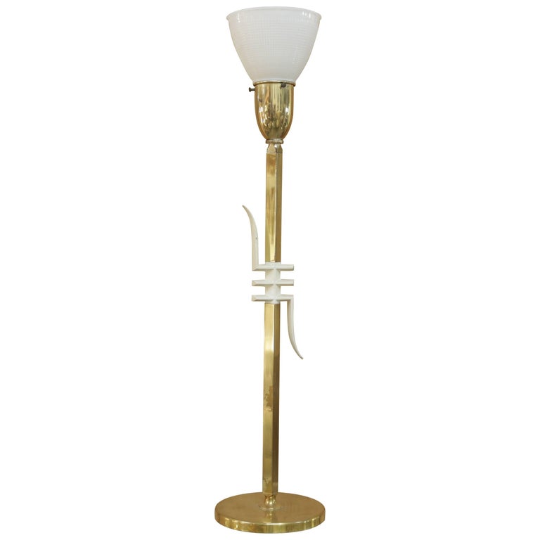 Sculptural Brass And White Table Lamp With Frosted Glass Shade By Sculptural Brass And White Table Lamp With Frosted Glass Shade By Laurel For