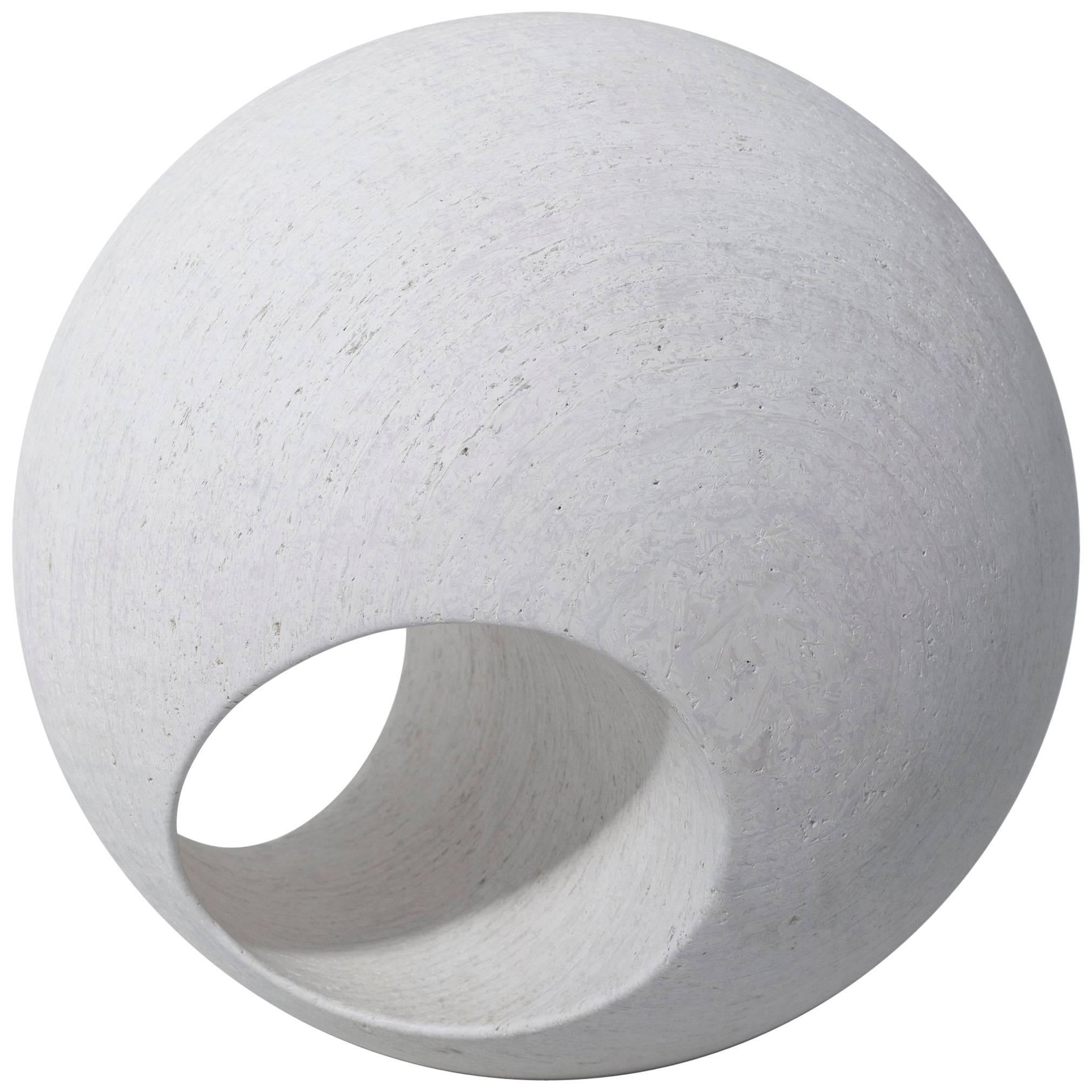 24" Sculptural Wood Sphere in Whitewash by May Furniture