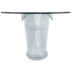 Round Lucite Pedestal Table with Glass Top