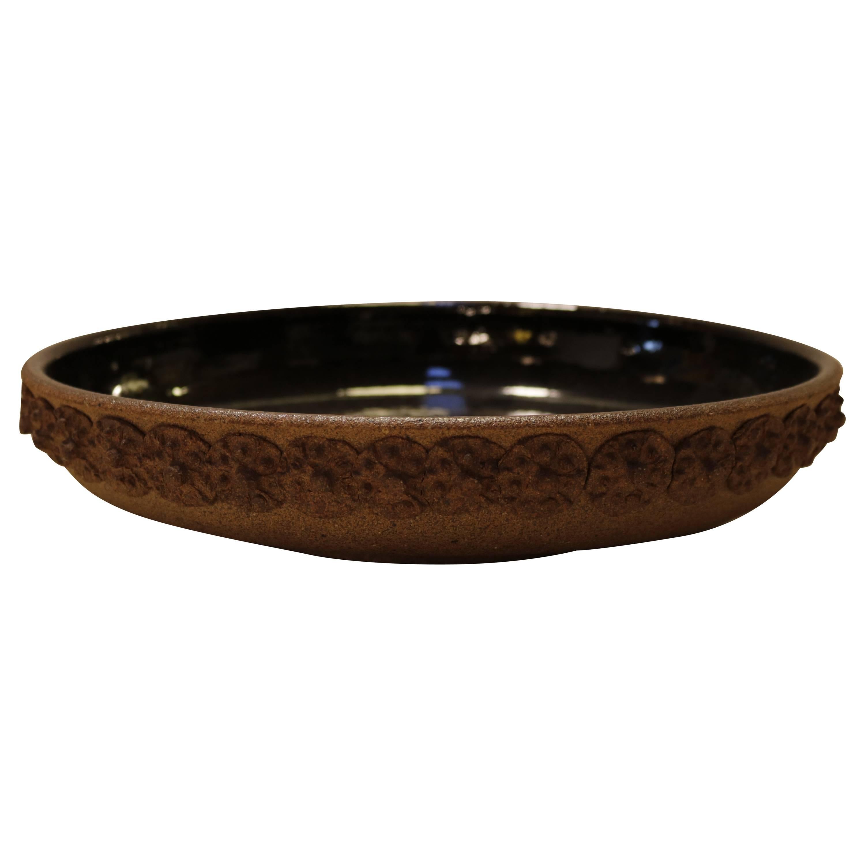 Terracotta Decorative Bowl with Flower Motif