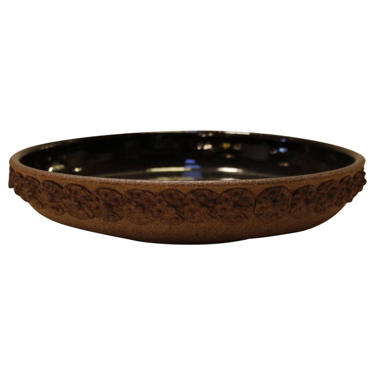 Terracotta Decorative Bowl with Flower Motif at 1stDibs