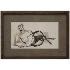 Watercolor and Ink of a Faun by Walter Peregoy