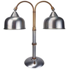 1930s Streamline Machine Age Faries Lamp Co. Steel and Brass Desk Lamp